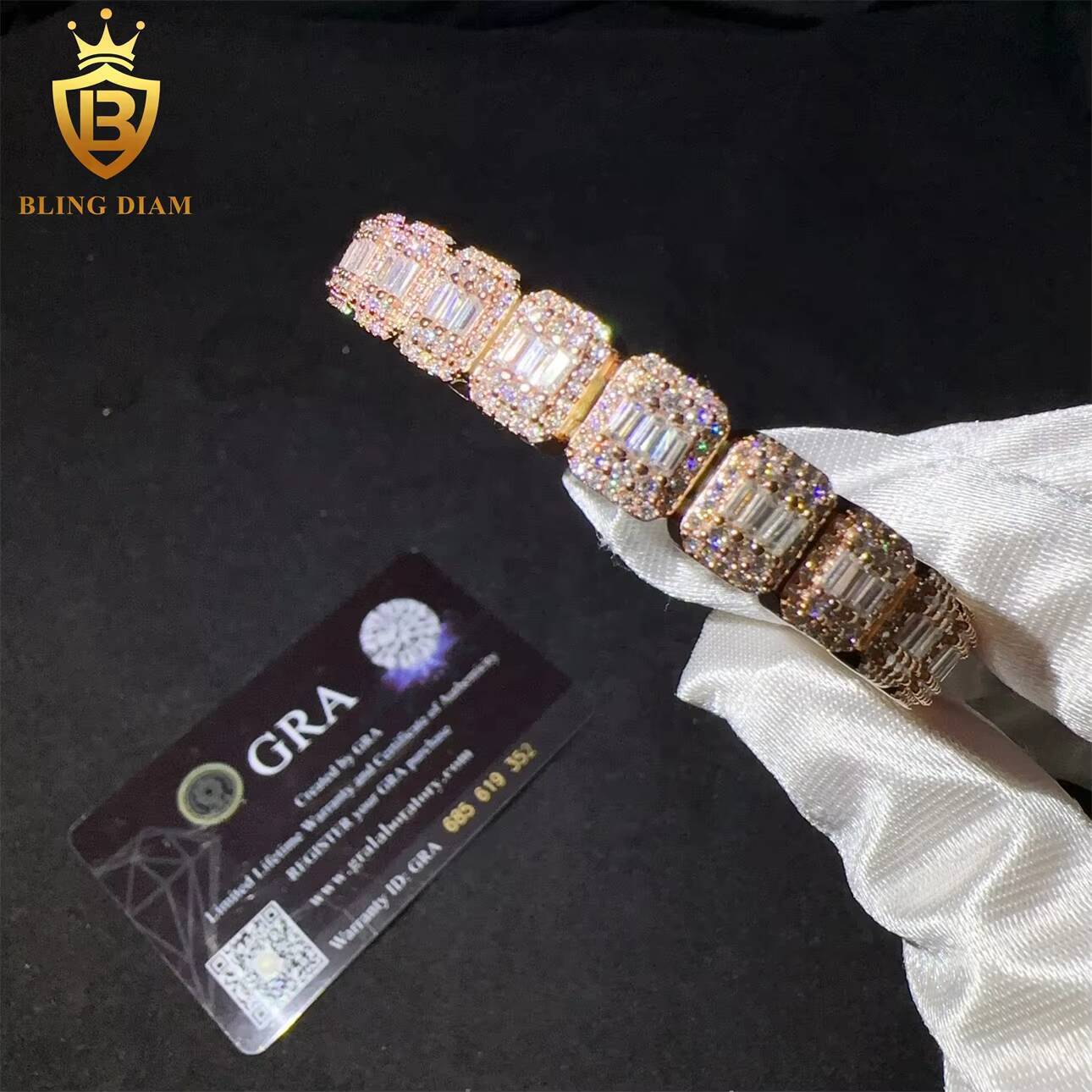 D Color VVS Moissanite Diamond Sterling Silver 925 9MM Lab Grown Diamond Bracelet Moissanite Cuban Link Bracelet