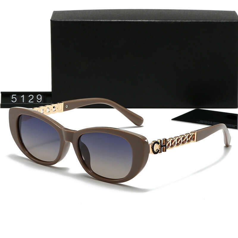 New High-End Metal Chain Fashion Personality Polarized Small Frame Cat Eye Trendy Women's Sunglasses 5129 928