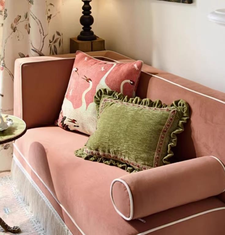 Medicci Home GG Style Inspired Dancing Crane Decorative Cushion Cover High Grade French Retro Pillow Case 45x45cm For Sofa Couch 240821