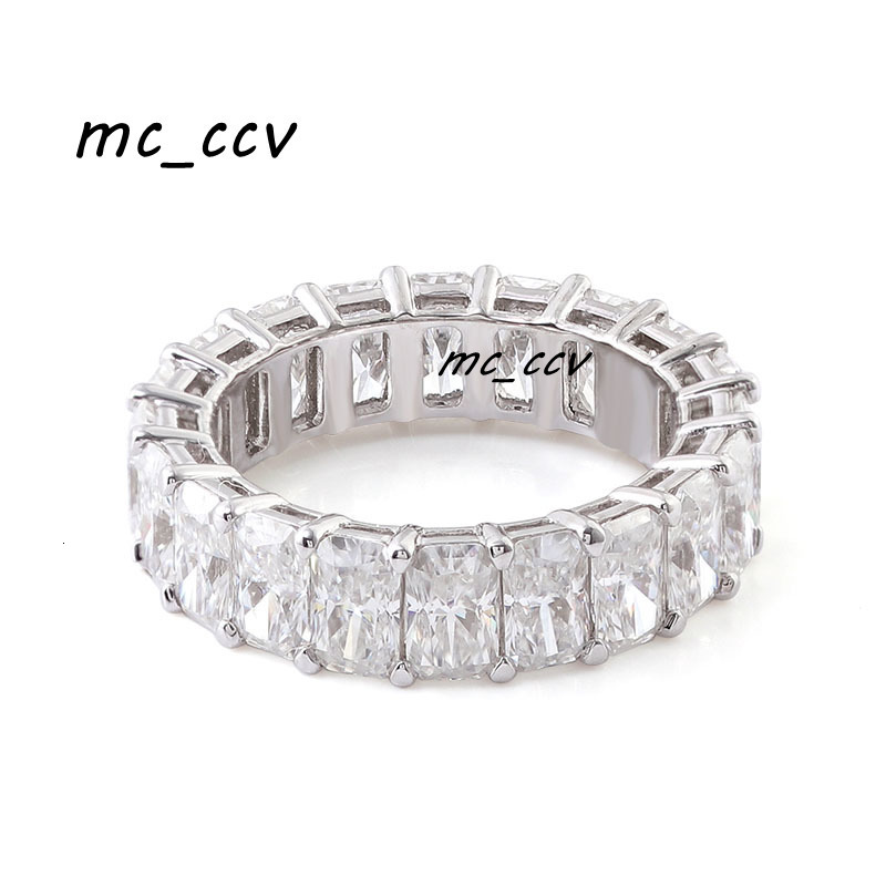 Wholesale High Quality Full Diamond 14k White Gold Radiant Cut Enernity Luxury Wedding Engagement Moissanite Rings for Women