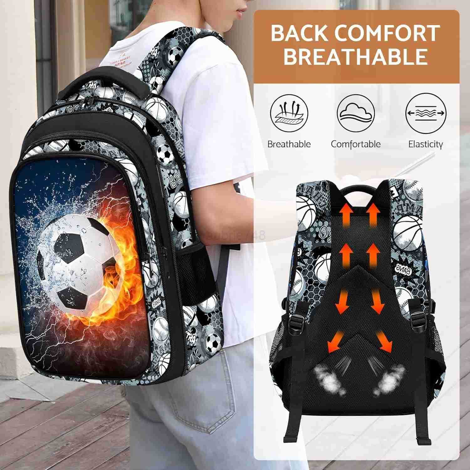 Backpack for Boys Soccer Boys Backpack for Kids Children Teens Elementary Middle School 17 Sport Bookbag Travel Back Pack for Age 618Z250906