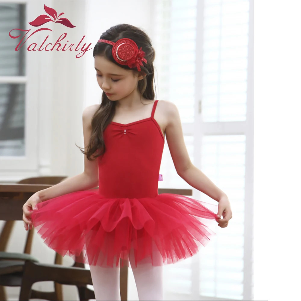 Girls Red Ballet Tutu Dress Kids Dance Leotards Baby Stage Dancewear Costume Party Wear Children Skirt for Performance 250905