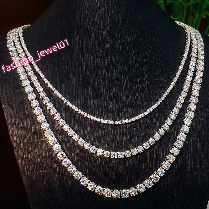 Large Quantaties 24inch 20 Inch 18 Inch 16 Inch Solid 925 Silver Moissnite Diamond Necklace Moissanite Tennis Chain for Party