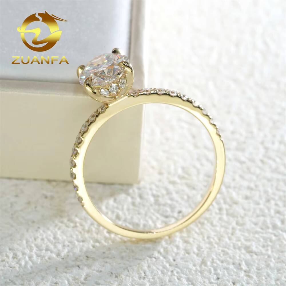 Zuanfa Top Quality Women Wedding Engagement Jewlery Round Lab Grown Diamond HPHT CVD Diamond Ring
