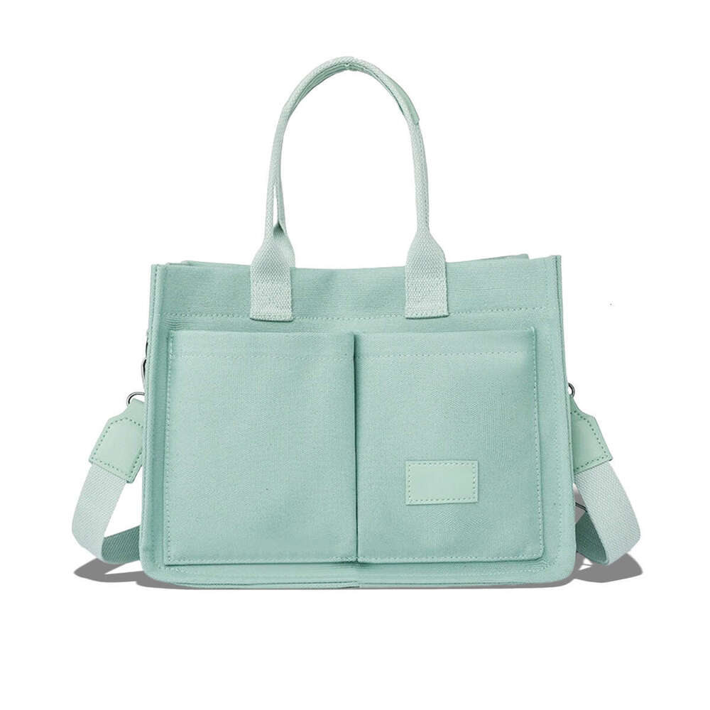 Canvas for Women, Large Capacity, Multi-Pocket, Trendy Crossbody Bag, Wide Shoulder Strap, Handheld Tote Bag