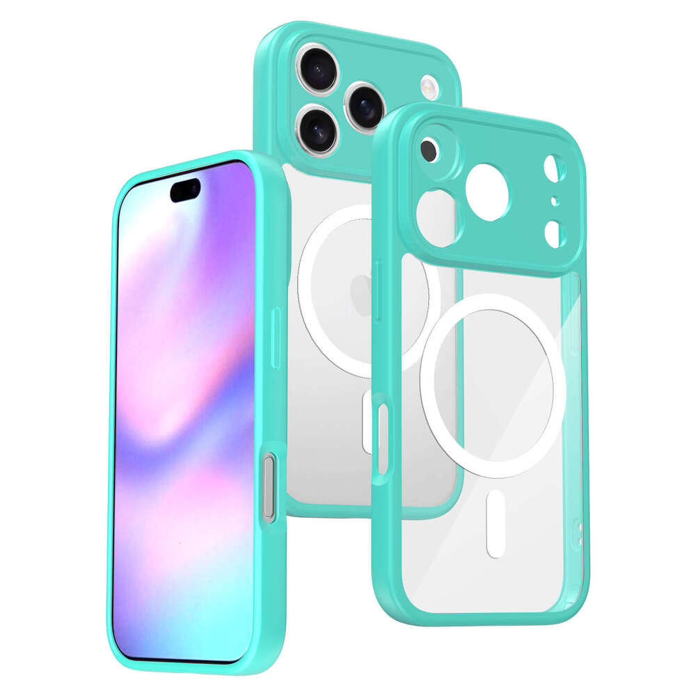 DHgargets Apple 17 Phone Case Transparent Magnetic iPhone 16e Shockproof Upgraded Lens Precision Hole 15 Pro Max Protective Cover