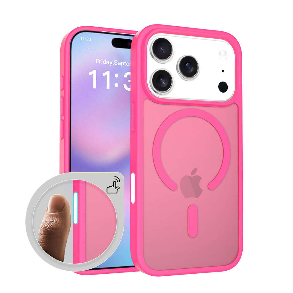 DHelectronics Suitable for Apple 17 Phone Matte Semi-Transparent Magnetic with Camera AI Button 16 Pro Max Shockproof Protective Case