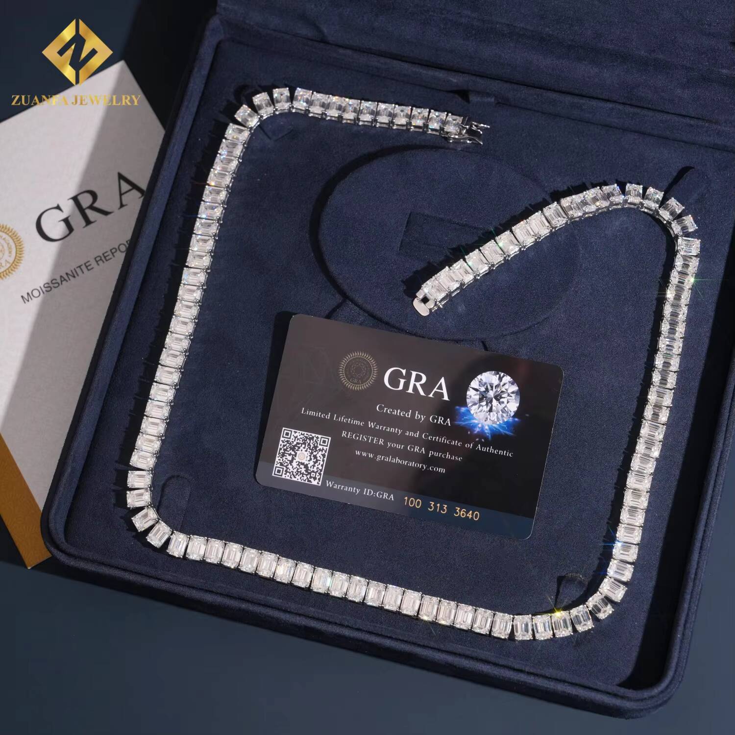 New Arrival Luxury Tennis Chain 925 Silver Moissanite Tennis Chain Pass Diamond Tester with GRA Certification Stone Necklace