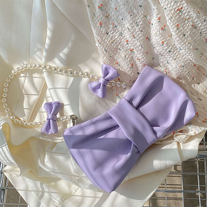 Girl's Pearl Bowknot Underarm 2025 New Fresh Fairy Korean Style Shoulder Handbag Crossbody Bag