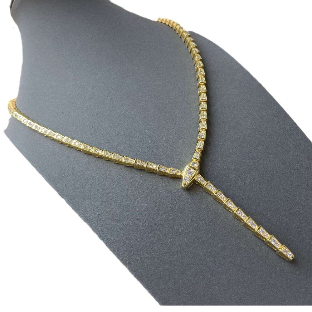 Full Zircon Bamboo Necklace Elegant Women's Light Snake Bone Collarbone Chain TikTok Live