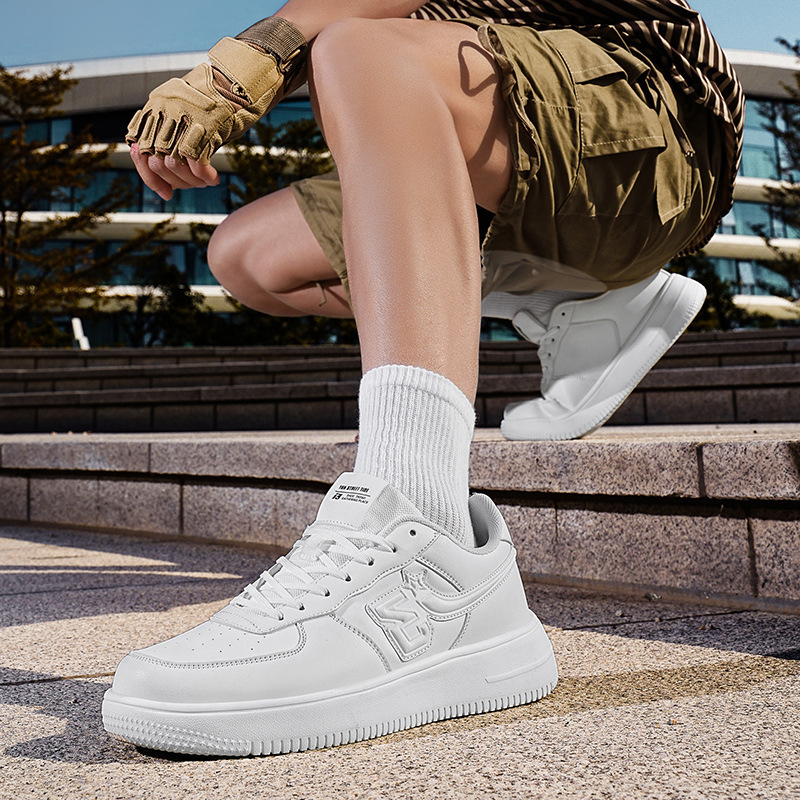 2025 New versatile comfortable breathable sports board shoes fashionable casual shoes thick-soled white shoes for both men and women size 36-44