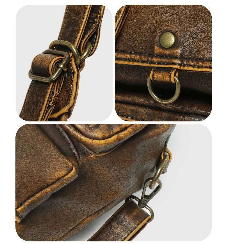 Women's Large PU Shoulder Fashion Top-Handle Vintage Black Dyeing Dumpling Pack Multi-Pockets Crossbody Bag