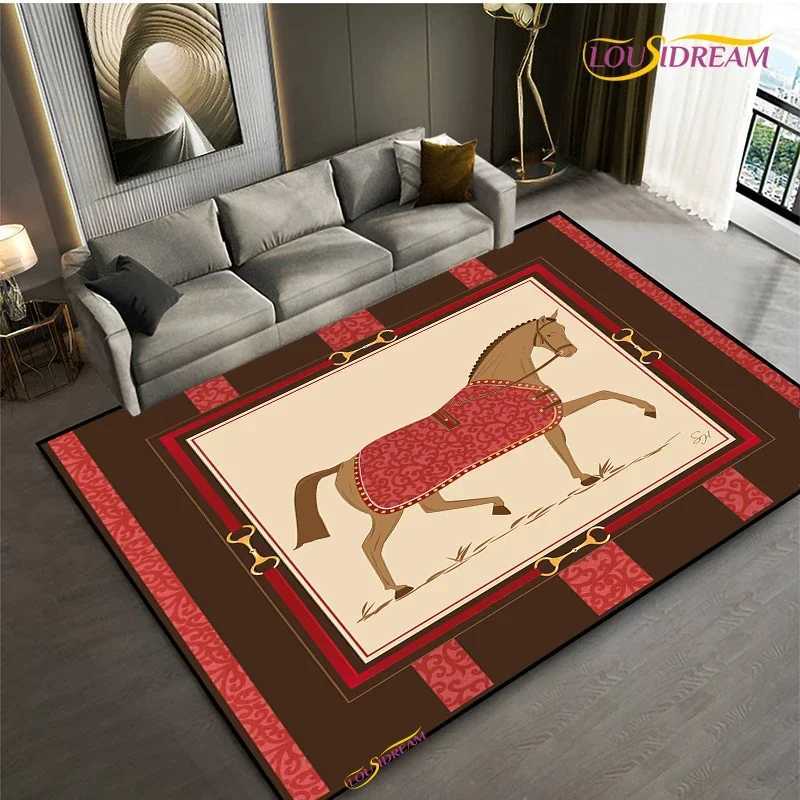 Luxurious Fashion Ethnic Frame Horse Carpet Living Room bedroom yoga rugs kitchen Door Kids UnSlip Mats Alfombra birthday gift Poster Mat Y250908asw
