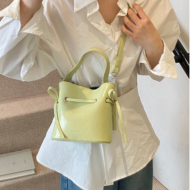 Women s Crossbody Bag Bucket Bag Niche Drawstring Shiny Face Handbag Autumn New Style Minimalist Designer Bag Women s Shoulder Bag