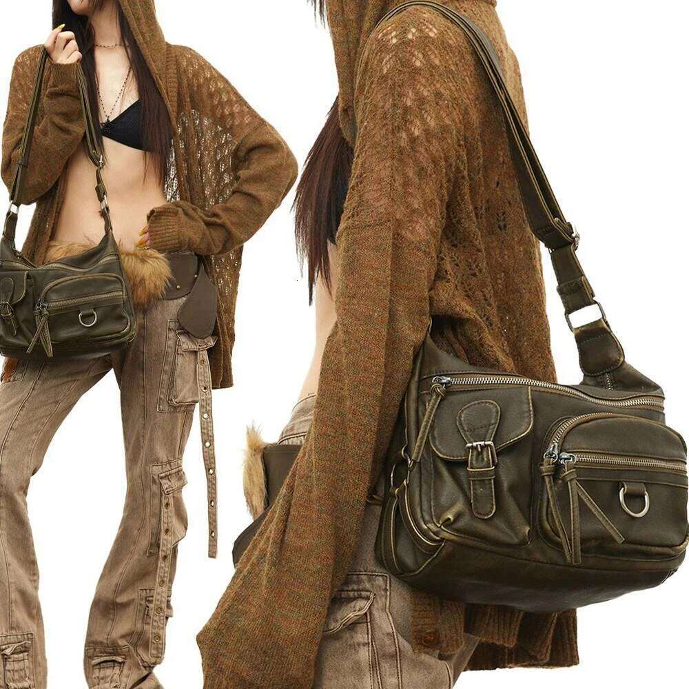 Annmouler Designer Women Shouler Large Capacity Crossbody Casual Soft Pu Leather Messenger Bag Multi-Pocket Purses