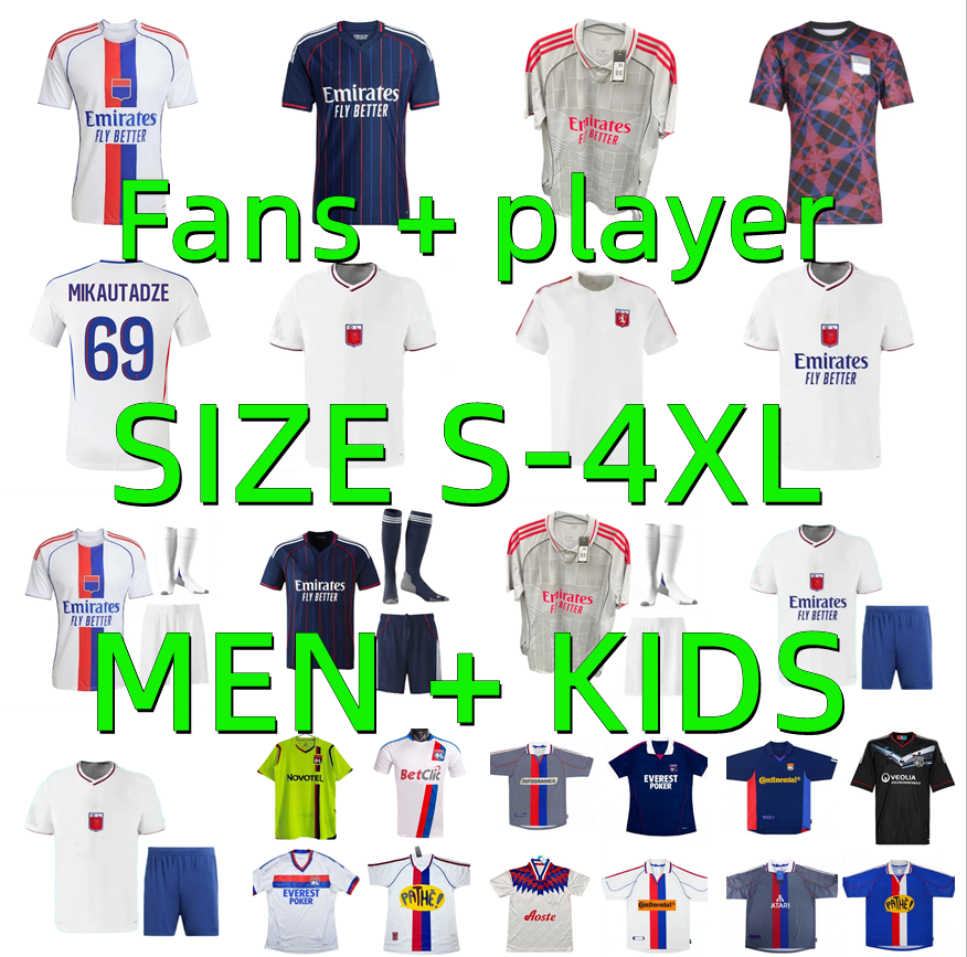 25 26 Maillot de foot lyon MIKAUTADZE Soccer Jerseys 2025 2026 Lyonnais BENRAHMA VERETOUT OL TOLISSO FOFANA 00 01 02 08 09 11 12 football shirts Player version Men kids