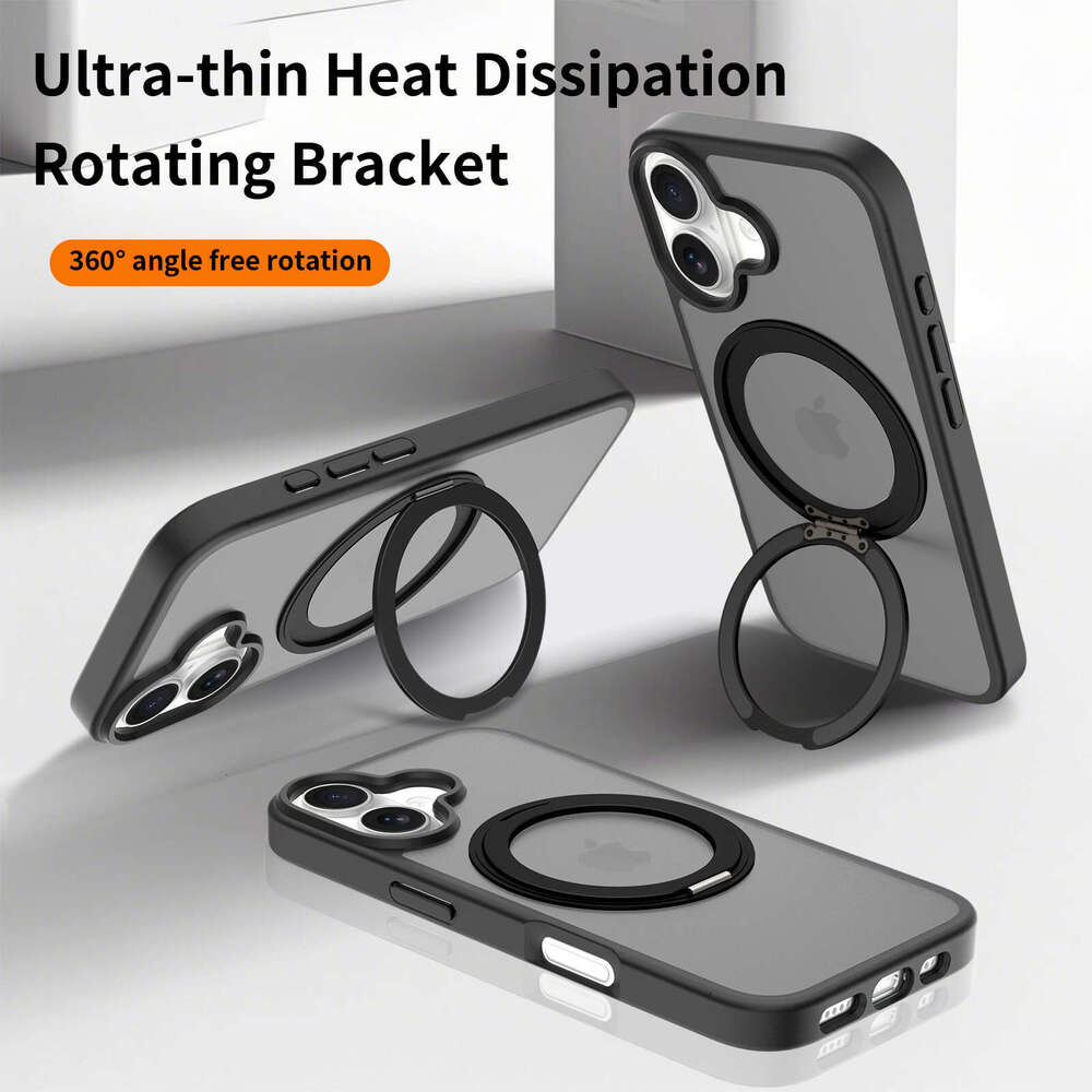 DHelectronics Apple 17 with Stand 360 Rotation iPhone 16 Pro Magnetic Anti-Fingerprint Skin Feel Phone Case