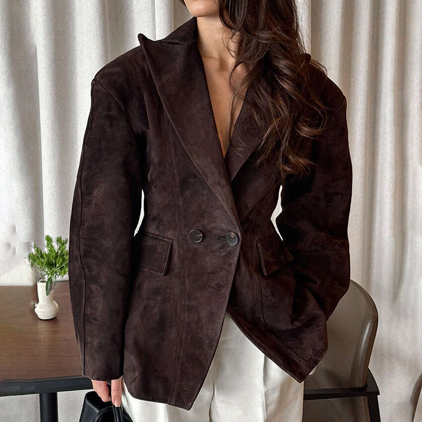 Autumn Winter New High-End Matte Velvet Blazer With Design Sense, Elegant And Fashionable Suede Jacket B3