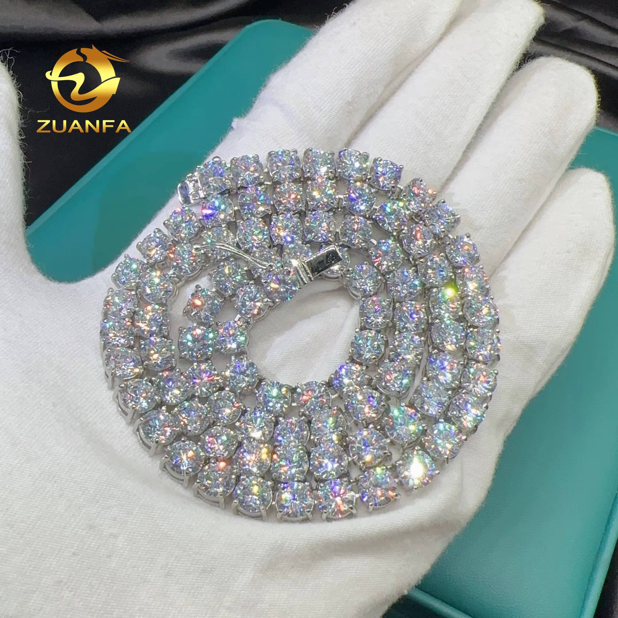 Fashion Shining Jewelry 5A Moissanite Diamond 316L Stainless Steel Necklace 6mm 8mm 10mm Tennis Chain Hiphop Chain