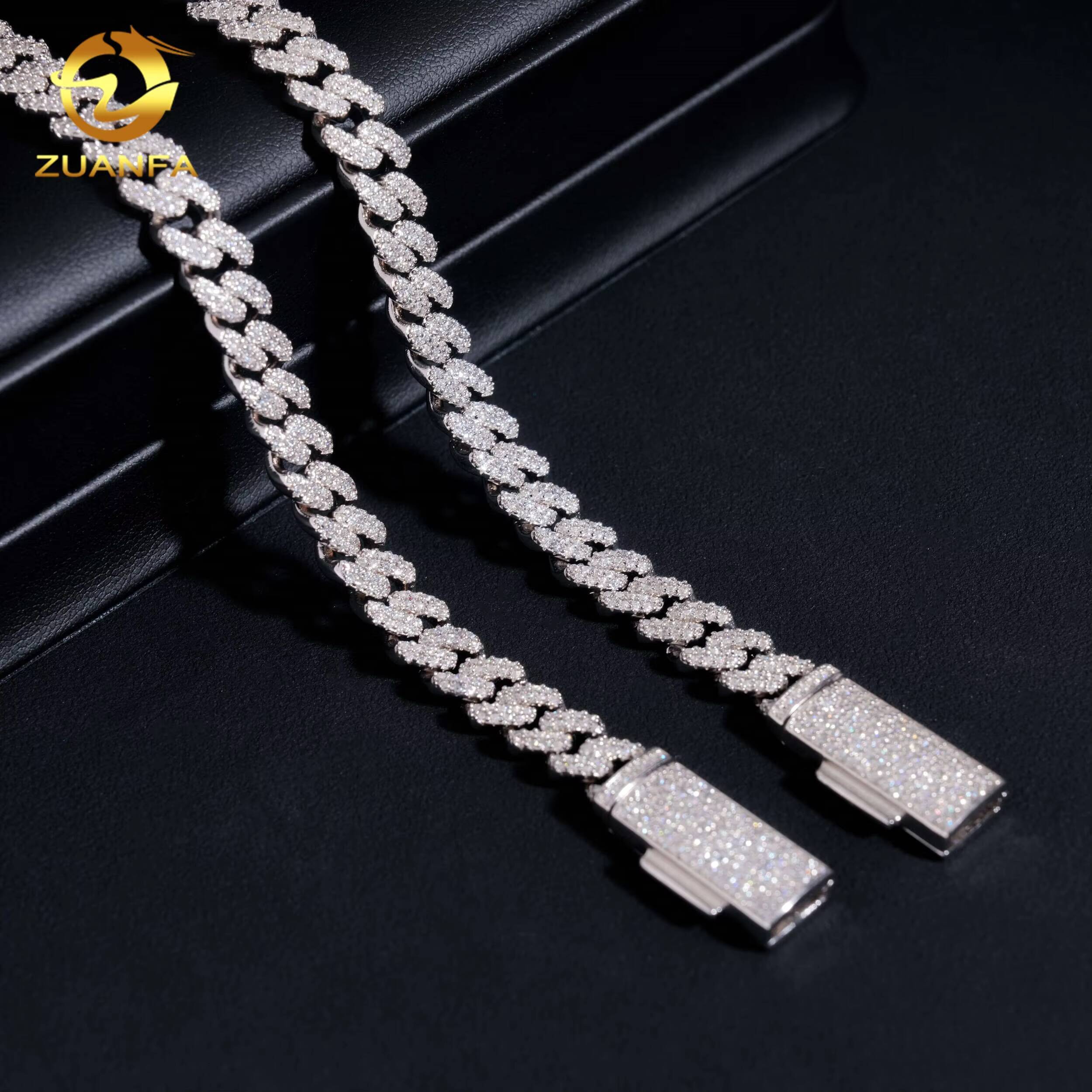 Fast Shipping 8mm Iced Out Bracelet 925 Sterling Silver Hip Hop Pass Diamond Test Moissanite Cuban Link Bracelet