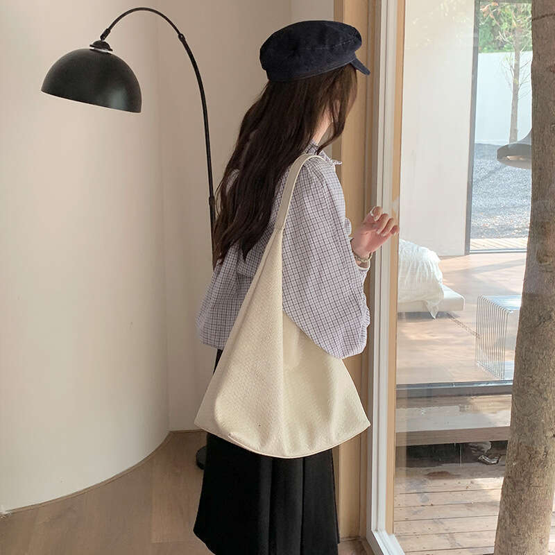 Fashionable Woven Pattern Tote for Women 2025 Spring Summer Large Capacity Casual Solid Color Versatile Shoulder Underarm Bag