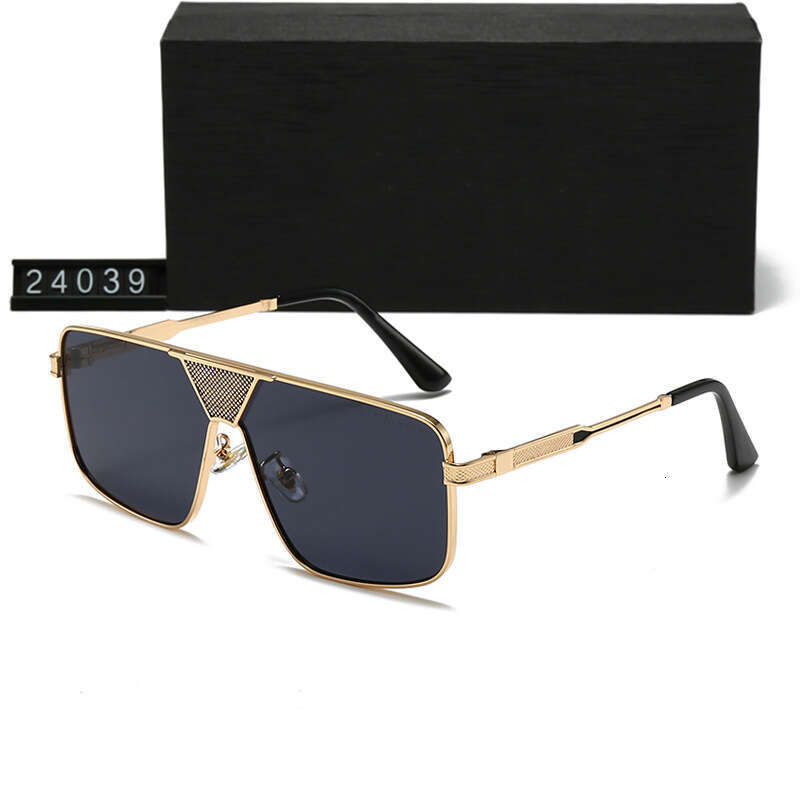 New Metal Large Frame Trendy Men's Fashion Women's Sunglasses 24039 145