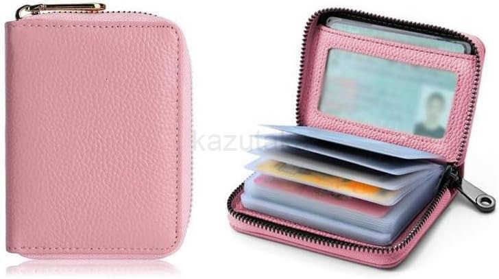 Leather CARD Holder Wallet Case Bank Card Case RFID Blocking Secure Card Case ID Case Organizer Zipper Wallet 1 Pcs Black Z250906