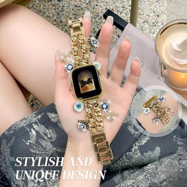 Women's Luxury Bling Metal Strap for Apple Watch 42mm,44mm,45mm,46mm,49mm, Compatible with Series SE/1 2 3