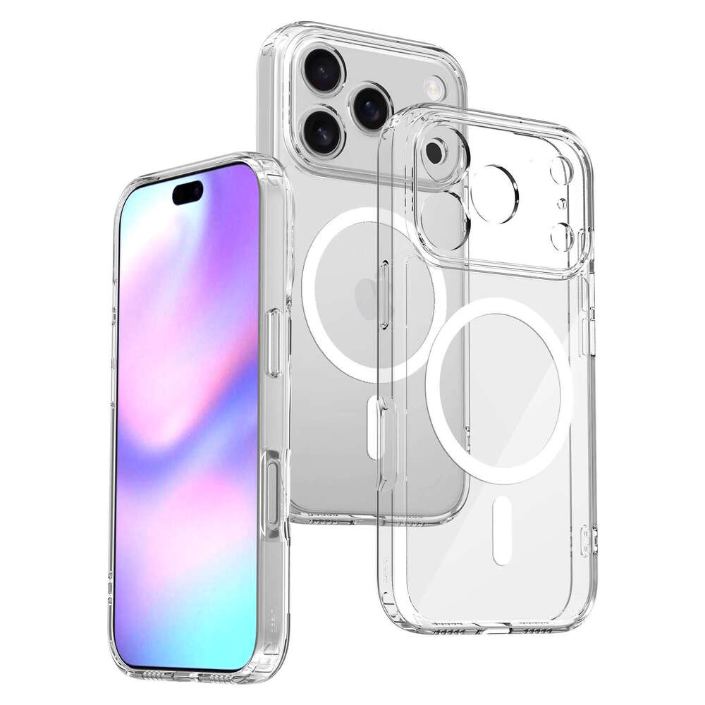 DHgargets Apple 17 Phone Case Transparent Magnetic iPhone 16e Shockproof Upgraded Lens Precision Hole 15 Pro Max Protective Cover