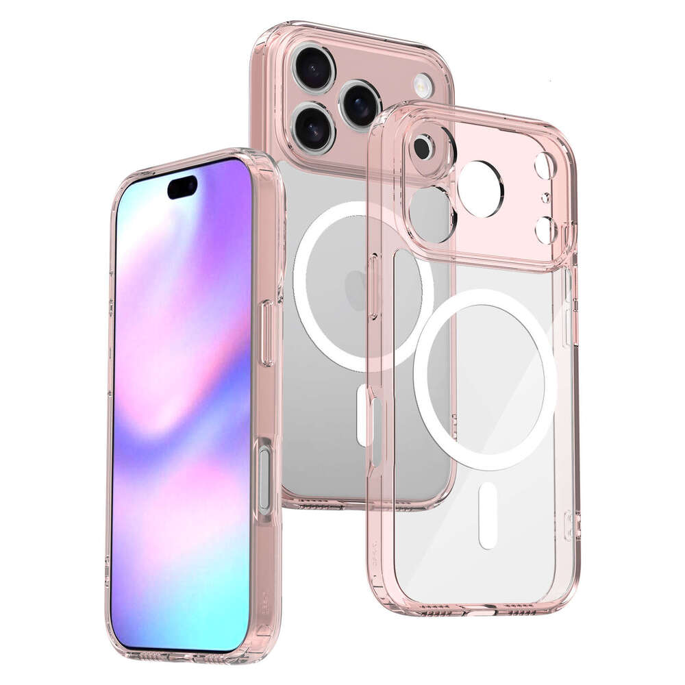 DHgargets Apple 17 Phone Case Transparent Magnetic iPhone 16e Shockproof Upgraded Lens Precision Hole 15 Pro Max Protective Cover