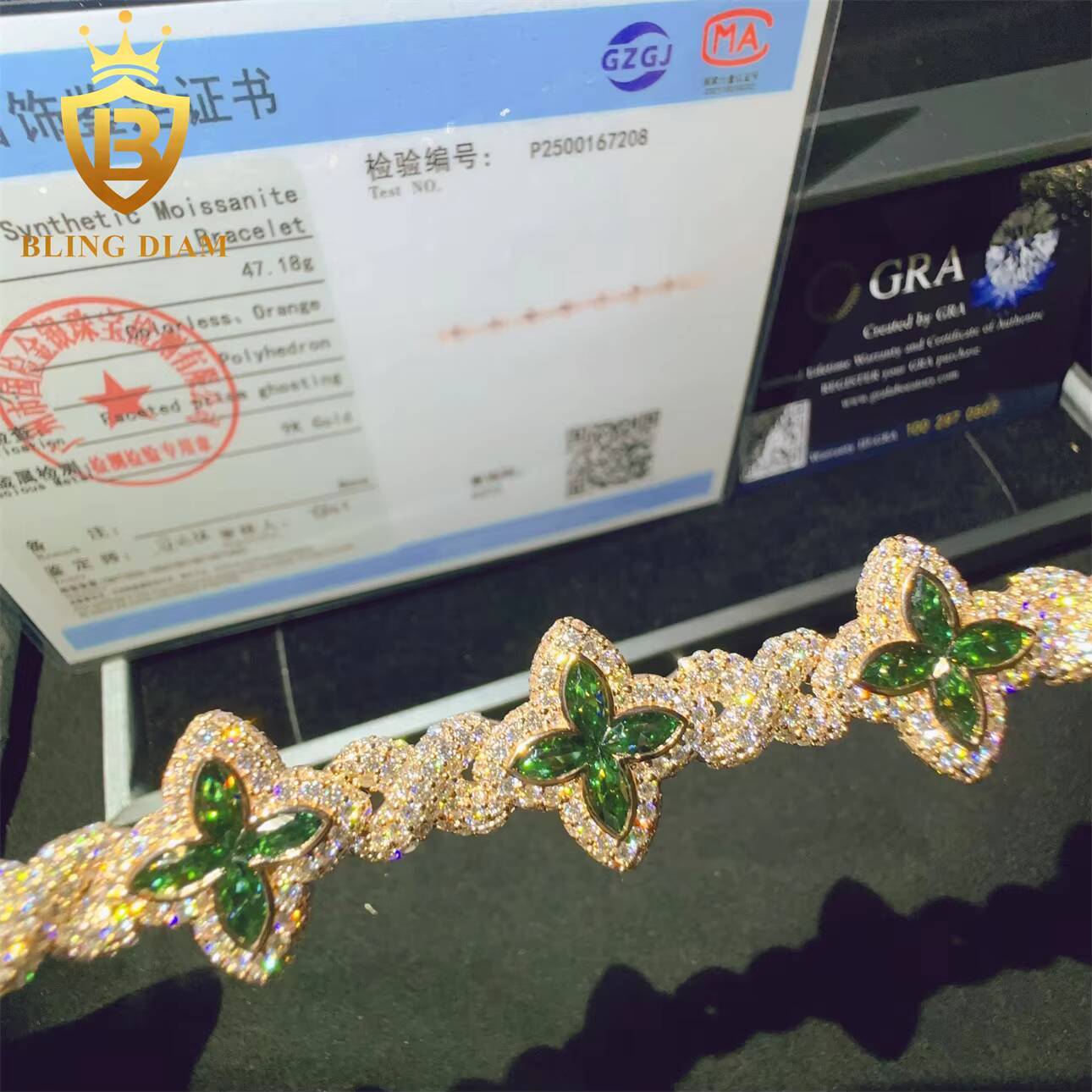 Hip Hop Iced Out Miami Cuban Link Chain 9K Real Gold VVS Moissanite Diamond Fashionable Jewelry for Men Women Bracelet