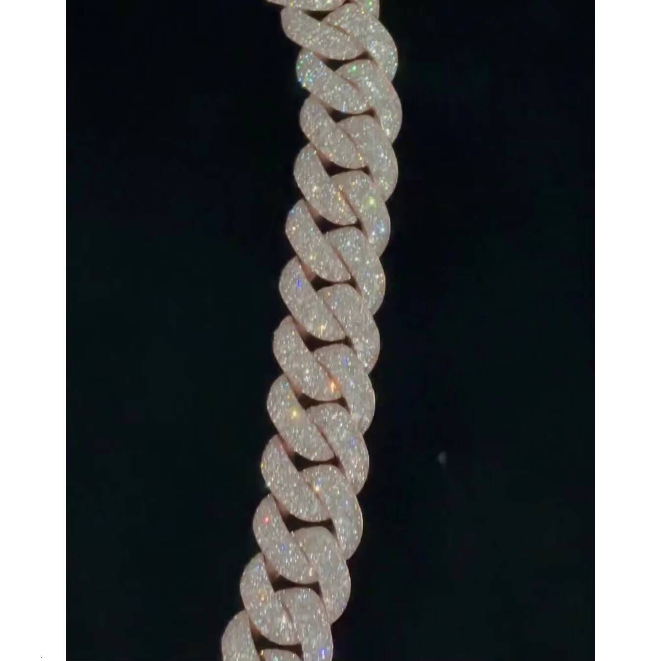 Big Pave Cuban Chain with 100cts Diamonds 225mm Wide VVS1 Quality Roundcut Moissanite Diamond Pass Diamond Tester