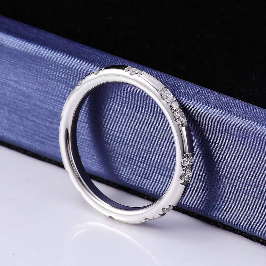 Provence 18k 14k Gold Moissanite Ring Gold Round Lab Created Moissanite Diamond Band Wedding Rings