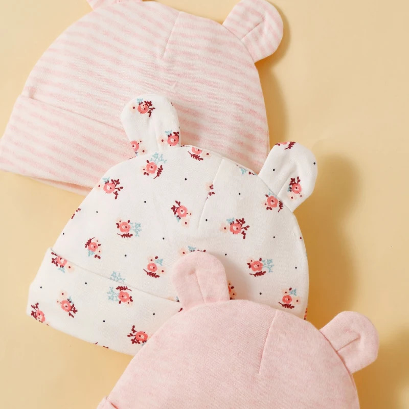 Three Piece Babys Hat 100 Cotton Soft and Comfortable Cap Fashionable Simple born Headgear 250906