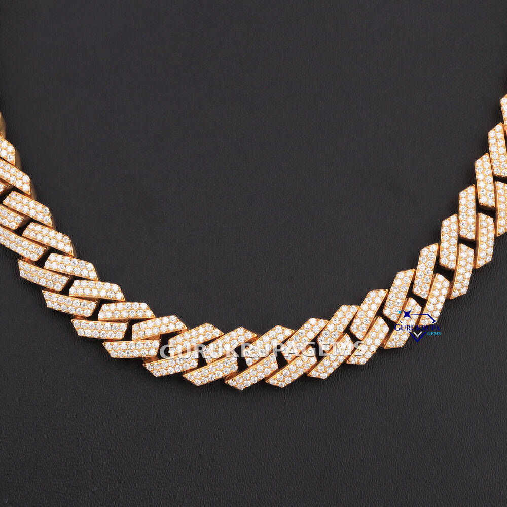 Top Quality Iced Out Chain 20MM VVS Moissanite Diamond Cuban Link Chain Miami Hip Hop Big Lock Chain With 925 Sterling Silver
