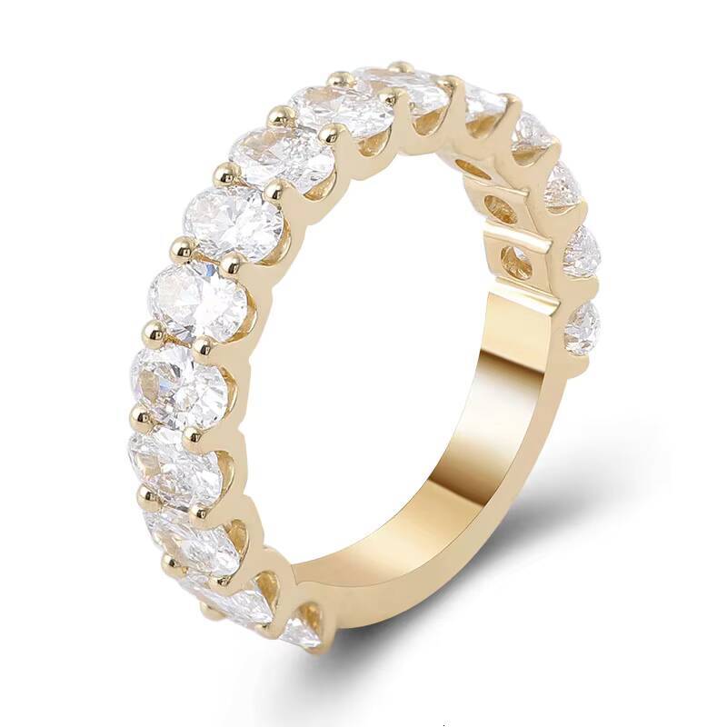 Oval Cut Lab Diamond Ring 10k Dubai Yellow Goldgold Lab Grown Diamond Half Eternity Ring Engagement Anniversary Birthday Ring