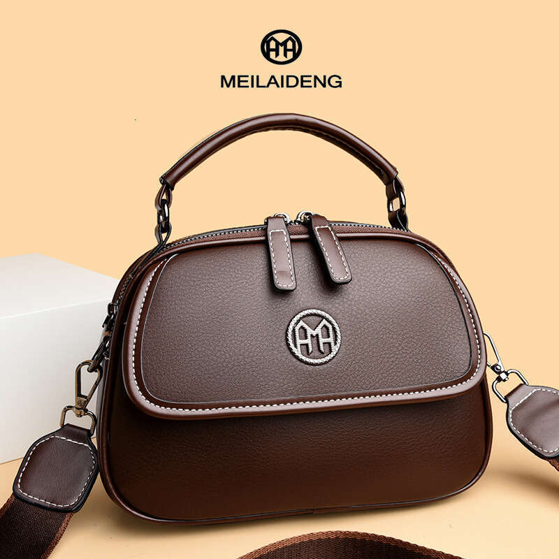 Meylaiden Simple Large Capacity Soft Leather Handbag Women, Casual Versatile Wide Strap Single Shoulder Crossbody Bag for Women