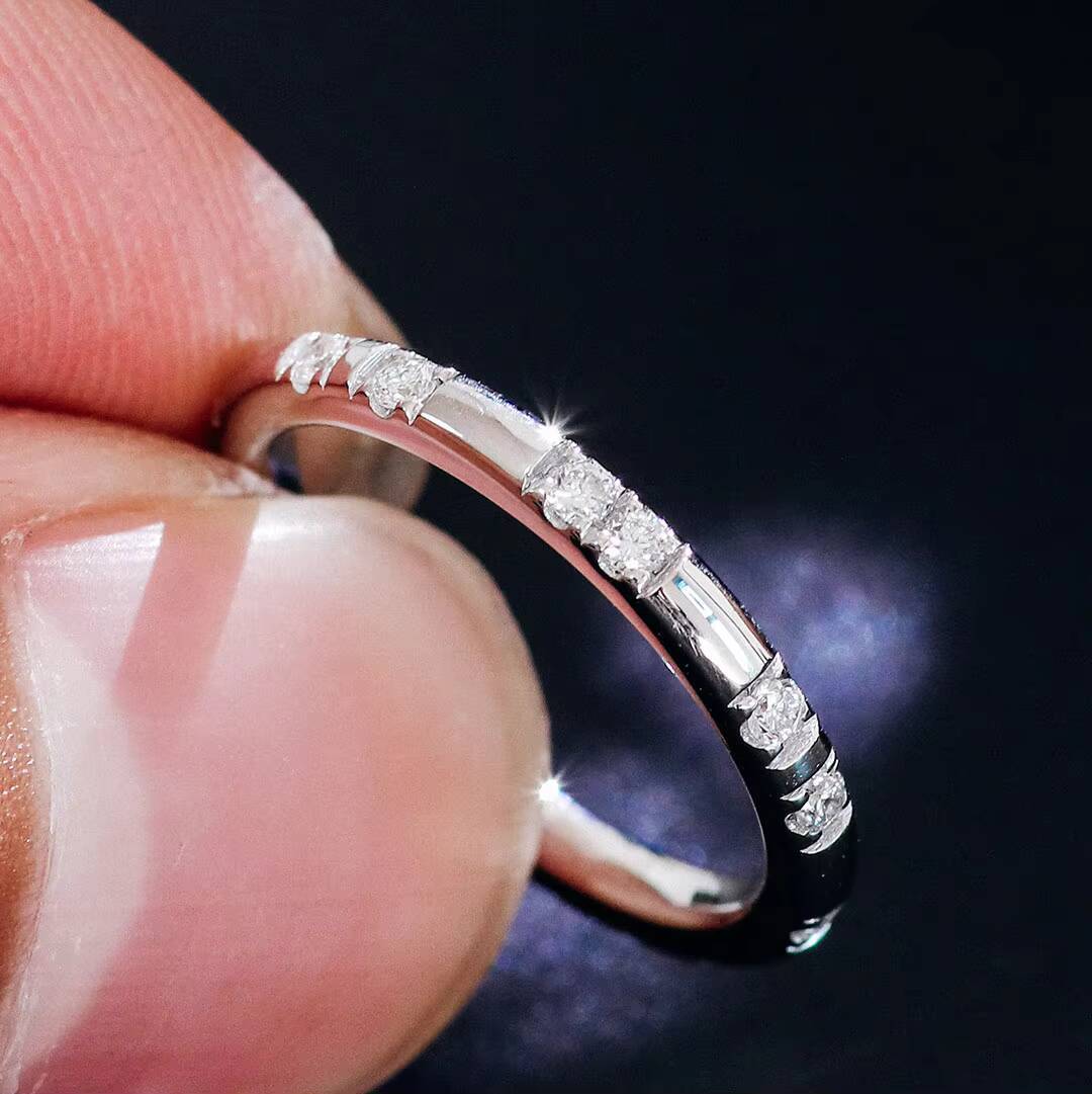 Provence 18k 14k Gold Moissanite Ring Gold Round Lab Created Moissanite Diamond Band Wedding Rings