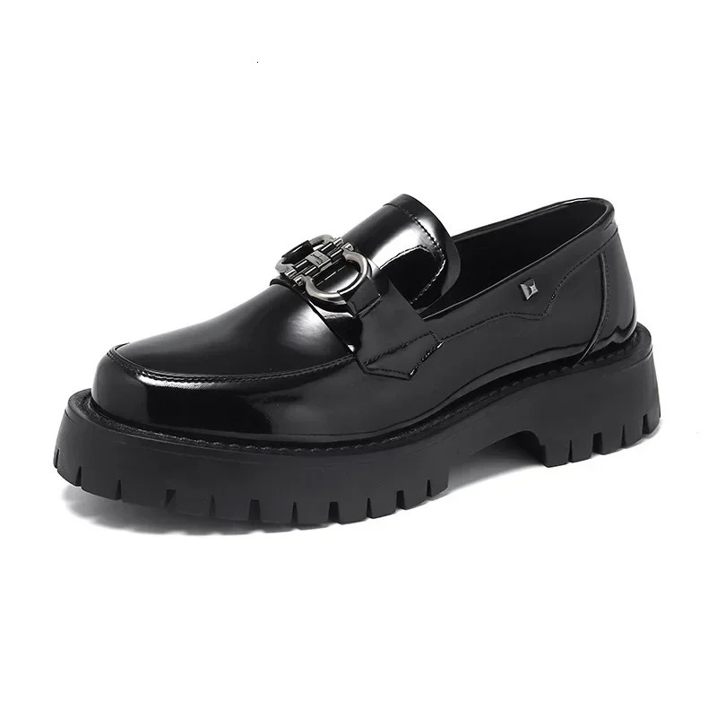 Fashion Dress Shoes Men Black PU Thick Sole Wearresistant Casual Business Loafers European Social Shoes Size 3846 Men Shoes 250906