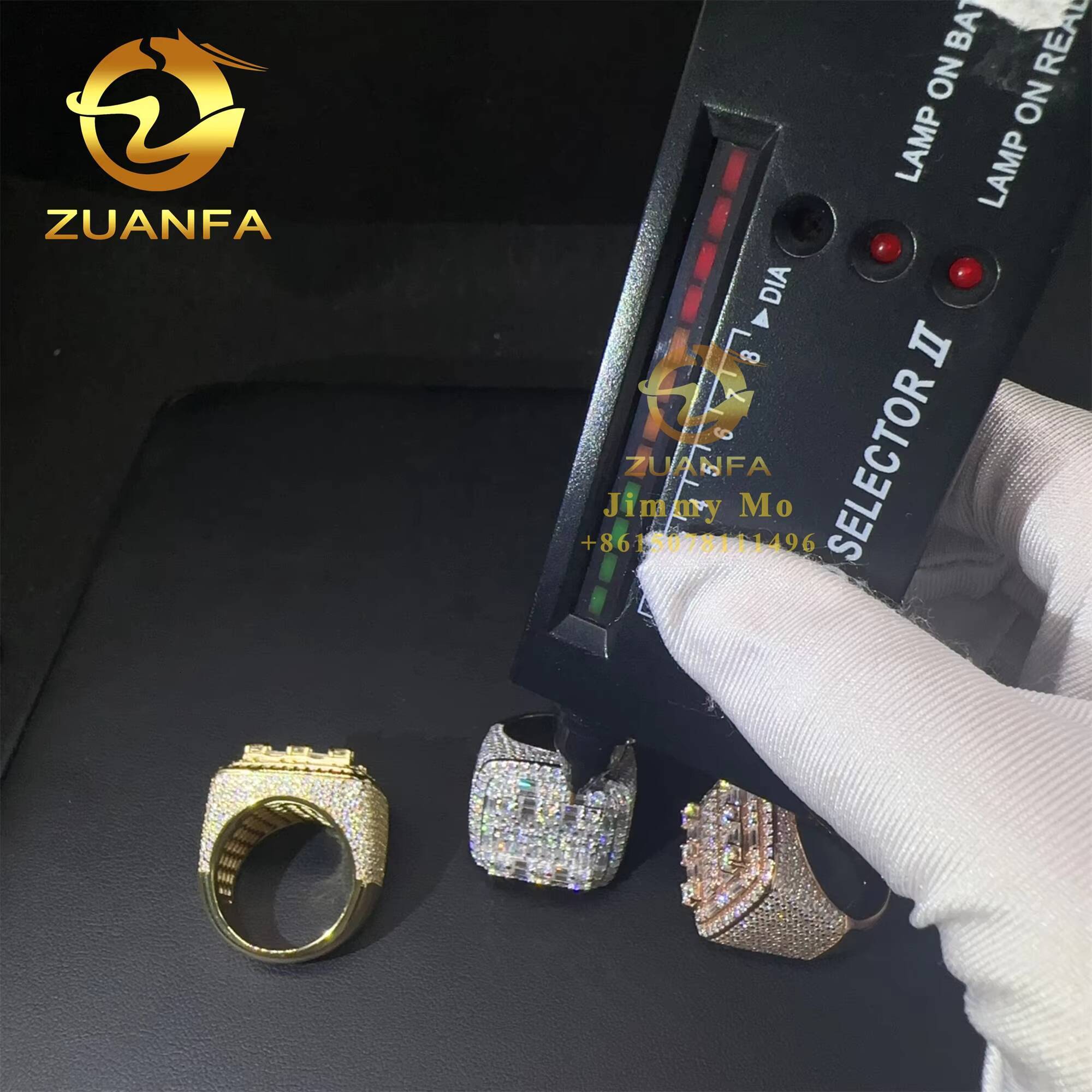 American Rapper Jewelry Hip Hop 925 Silver Iced Out Men Diamond Ring Baguette Moissanite Diamond Custom Hip Hop Ring Men