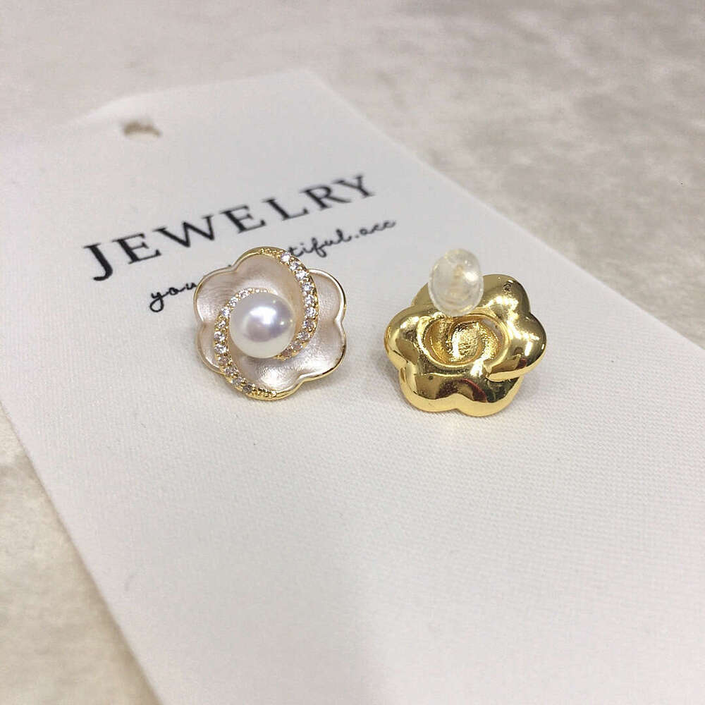 DHpet Natural Freshwater Pearl Stud Earrings with Micro - set Zircons for Women