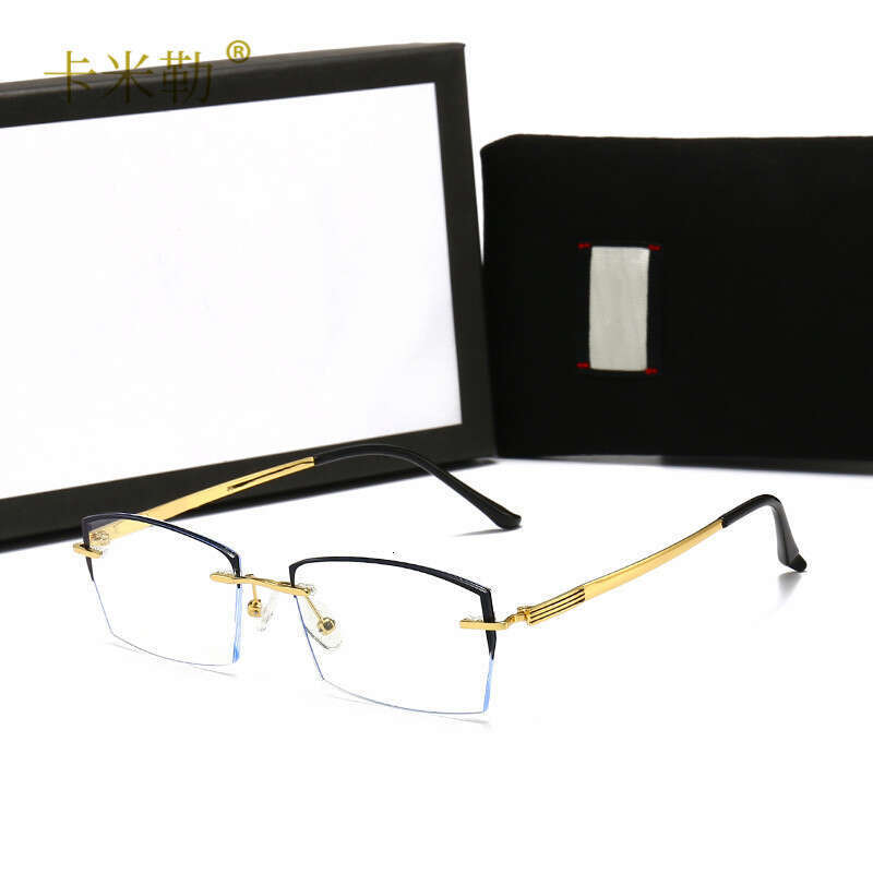 New Anti-Blue Half Metal Oval Face Frame Can Be Paired with Prescription Blue Light Blocking Sunglasses 9001 Sunshade 746