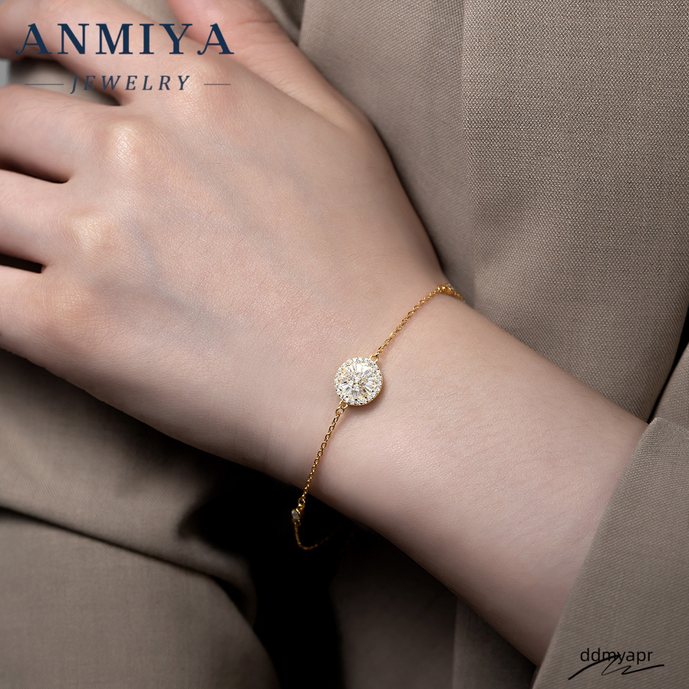 Premium Sterling Sier Clover Bracelet With Geometric Round Design And Sparkling Ddmydec Zircon Inlay For Jewelry Gift