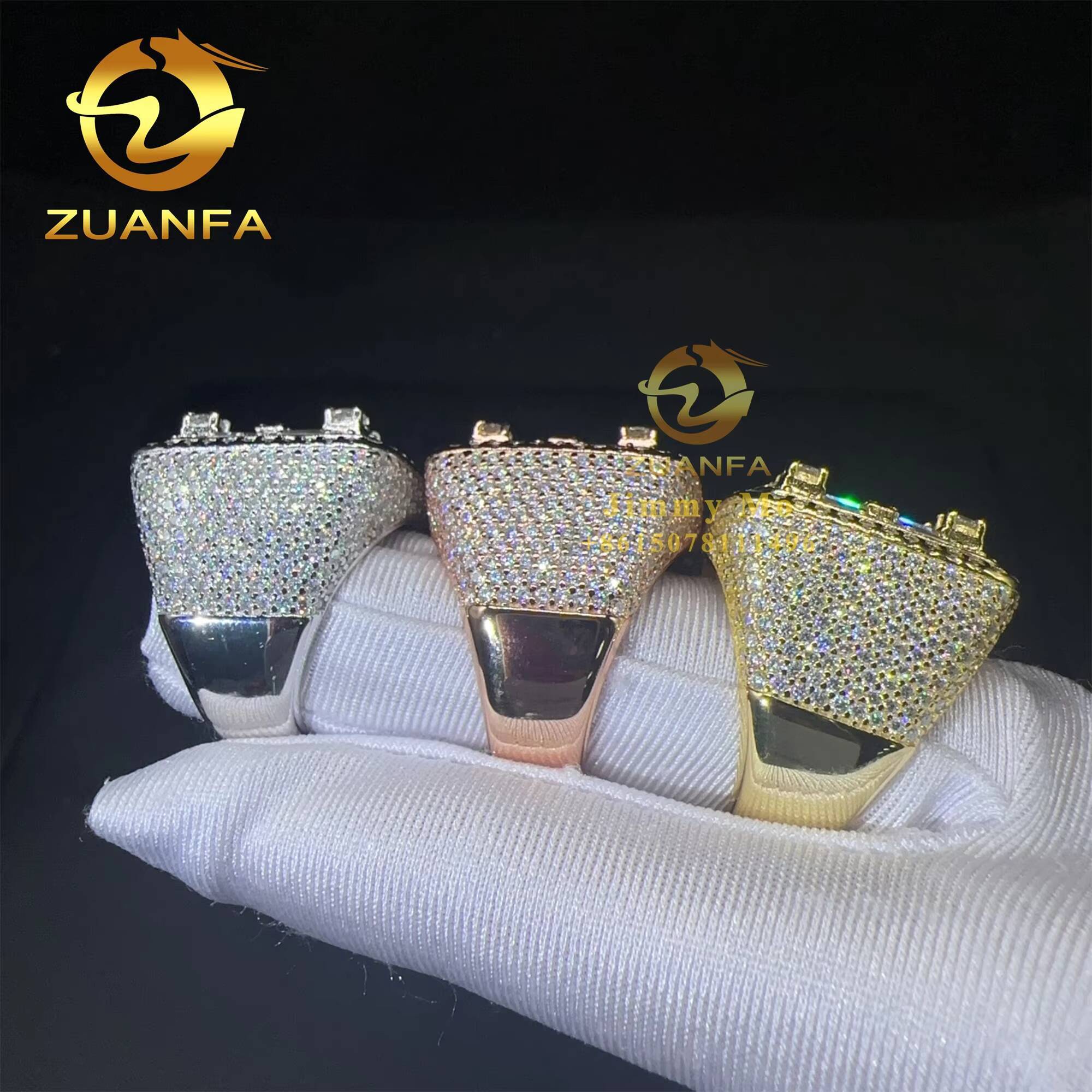 American Rapper Jewelry Hip Hop 925 Silver Iced Out Men Diamond Ring Baguette Moissanite Diamond Custom Hip Hop Ring Men