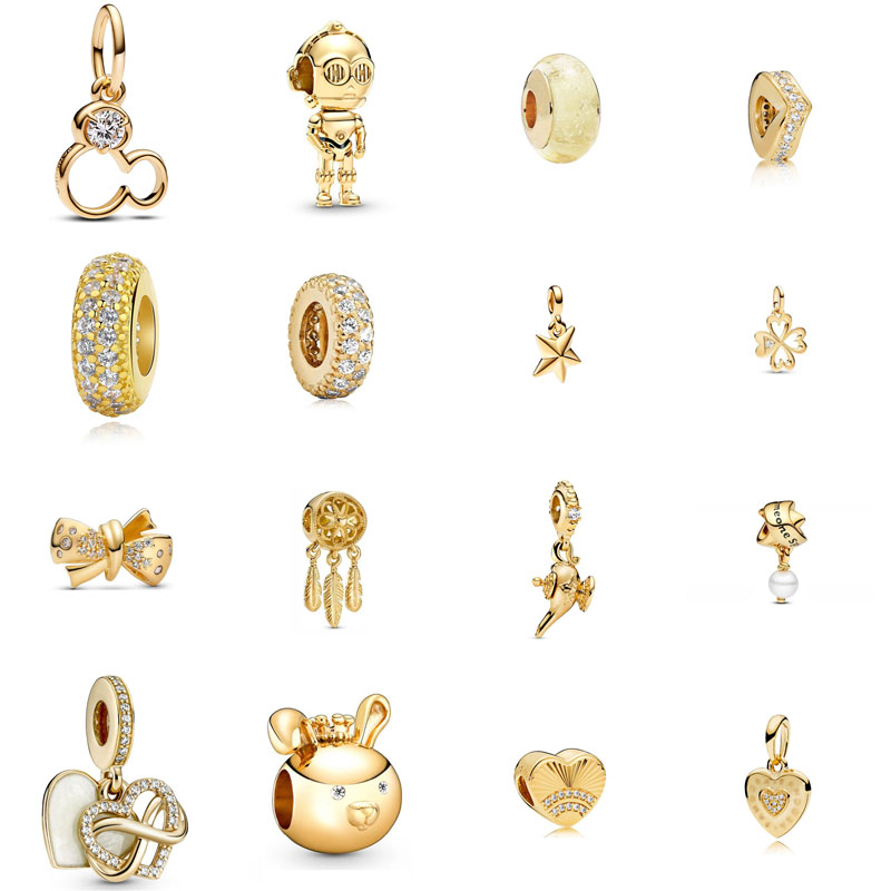 S925 Silver Designer Charm Robot Vacation Style Diamond Set Clover Starfish Pearl King Bracelet DIY Hanging Bead Free Shipping