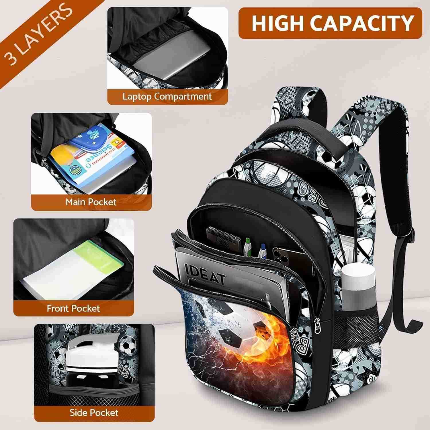 Backpack for Boys Soccer Boys Backpack for Kids Children Teens Elementary Middle School 17 Sport Bookbag Travel Back Pack for Age 618Z250906