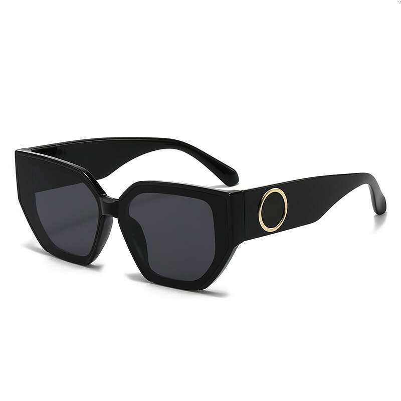 New Trendy Women's Versatile Fashion Color-Block Sunglasses Wide Leg Round Ring Decorative Glasses 95073 d97