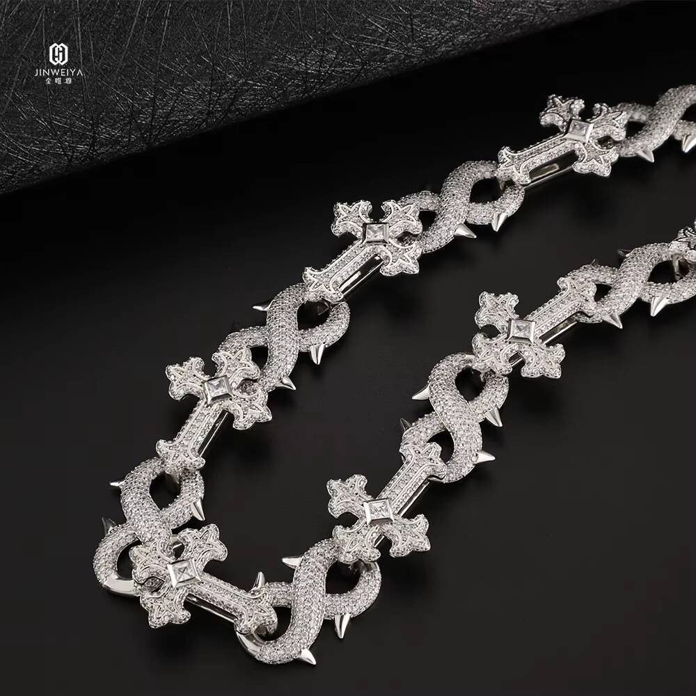 New Design High Quality Luxury Moissanite Moissanite Cross Chain Hip Hop 925 Silver Iced Out Necklace Men