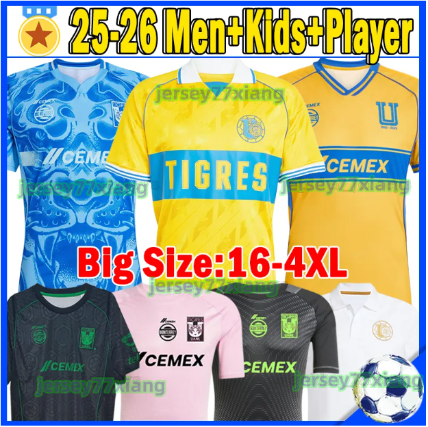 XXXL 4XL 25 26 GIGNAC Tigres UANL soccer jerseys LIGA MX 65th anniversary BRUNETTA S.CORDOVA Player Version Football Shirts 2025 Goalkeeper OZZIEL Men Women kids kits