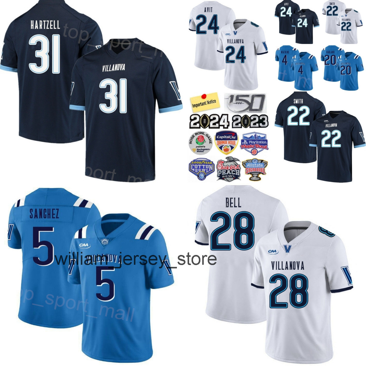 College Football Jerseys for Men Women and Youth Villanova Wildcats University Team Apparel
